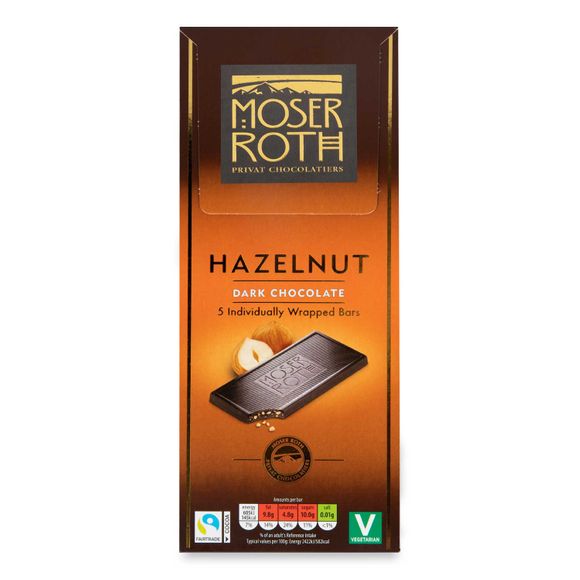 Dark Chocolate Hazelnut Bars 5x25g Moser Roth